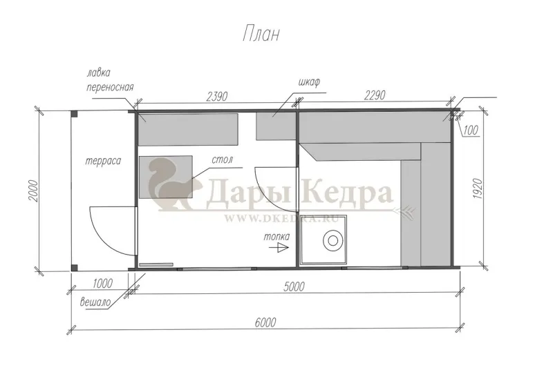 Каркасно-щитовая баня из кедра «Сканди» с верандой