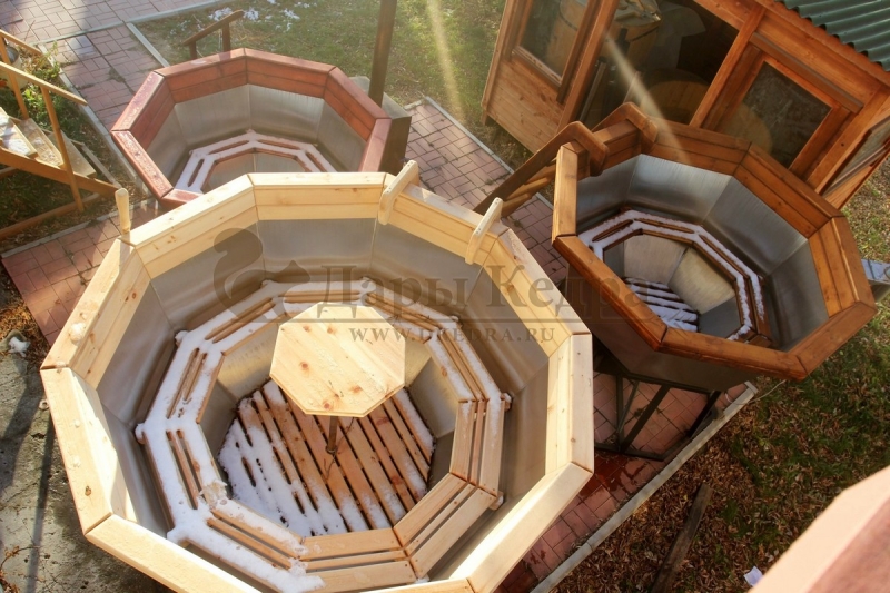 Банный чан из нержавеющей стали Ø-2350 на опоре с приставной печью